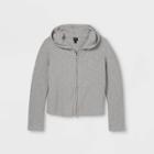 Girls' Rib-knit 2 Way Zip-up Hoodie Sweatshirt - Art Class Gray