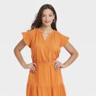 Women's Flutter Short Sleeve Blouse - Universal Thread Orange