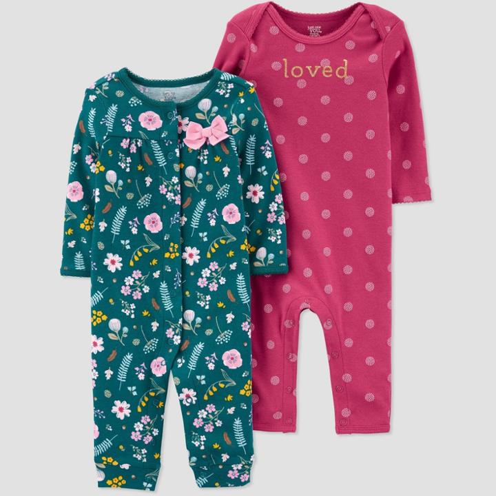 Baby Girls' 2pk Floral Jumpsuits - Just One You Made By Carter's