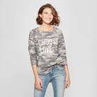 Women's Long Sleeve Choose Love Camo Graphic T-shirt - Grayson Threads (juniors') Gray