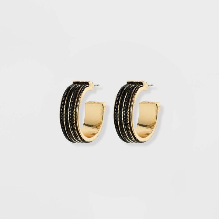 Sugarfix By Baublebar Textured Hoop Chain Statement Earrings - Black