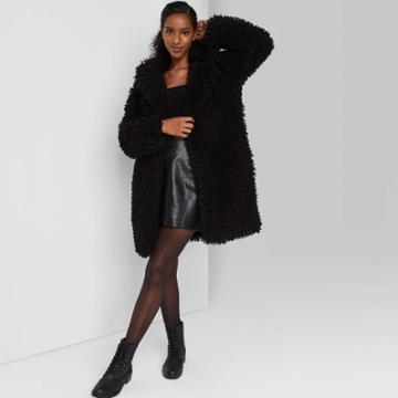 Women's Faux Fur Jacket - Wild Fable Black