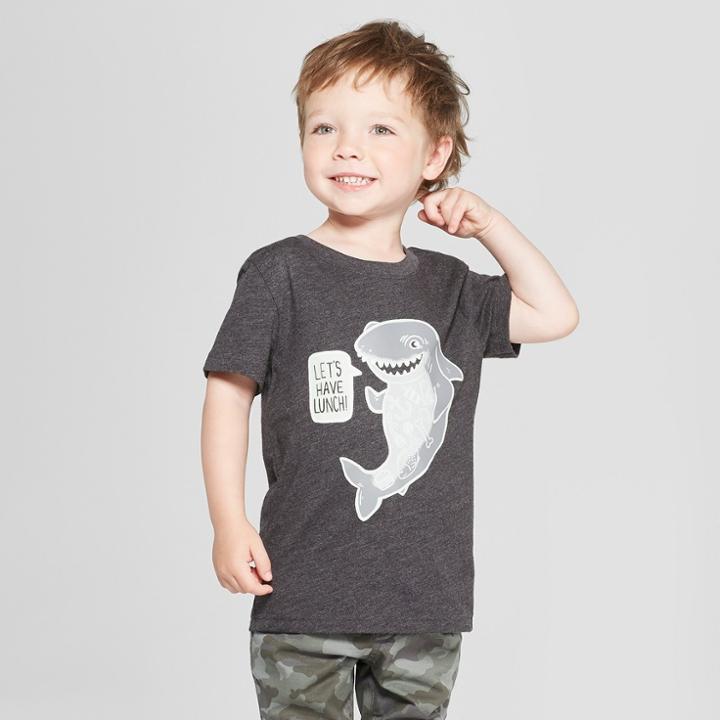 Toddler Boys' Let's Have Lunch Short Sleeve T-shirt - Cat & Jack Charcoal Gray