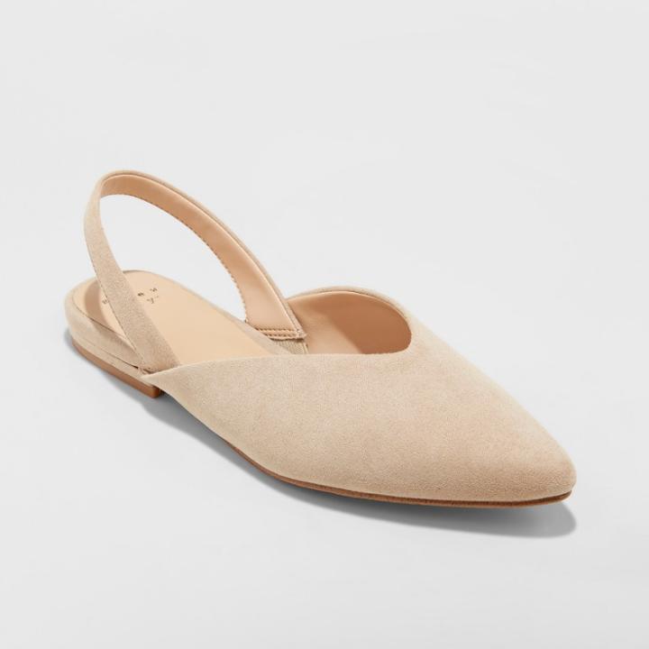 Women's Pam V Throat Sling Back Mules - A New Day Tan