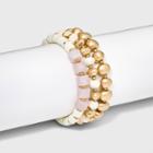 Semi-precious Rose Quartz Beaded Stretch Bracelet Set 3pc - Universal Thread