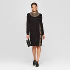 Women's Cowl Neck Button Side Sweater Dress - Spenser Jeremy - Black