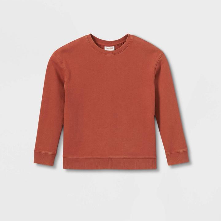 Kids' Crewneck Pullover Sweatshirt - Cat & Jack Brown