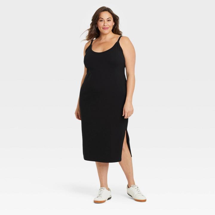 Women's Plus Size Sleeveless Fitted Dress - Ava & Viv Black