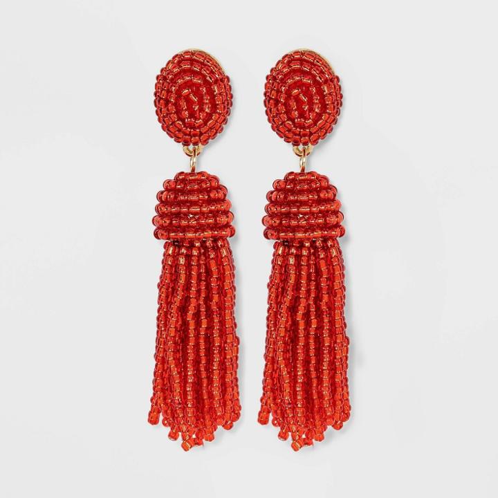 Sugarfix By Baublebar Polished Beaded Tassel Earrings - Red