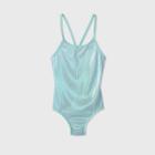 Girls' Shimmer And Shine Iridescent Rib One Piece Swimsuit - Cat & Jack Aqua
