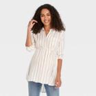 Long Sleeve Button-down Maternity Shirt - Isabel Maternity By Ingrid & Isabel Cream Striped Xs, Ivory