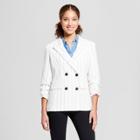 Women's Striped Double-breasted Blazer - A New Day White/black