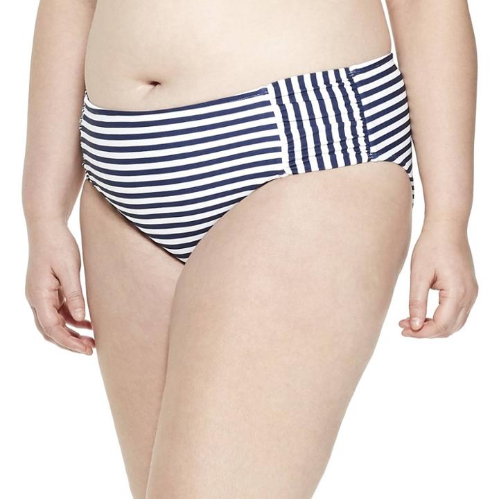 Women's Plus Size Striped Bikini Swimsuit Bottom - Navy/white 1x - Vineyard Vines For Target, Blue