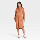 Long Sleeve Hooded Sweatshirt Maternity Dress - Isabel Maternity By Ingrid & Isabel Orange
