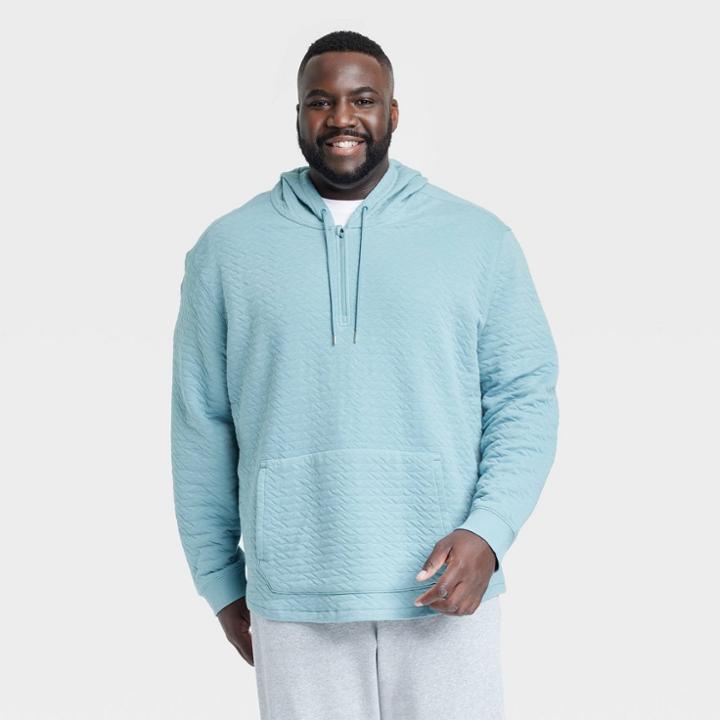 Men's Big Quilted Fleece Sweatshirt - All In Motion Blue