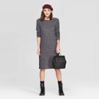 Women's Long Sleeve Crewneck Rib Knit Dress - A New Day Black