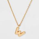 Puffy Initial Charm 'w' Pendant Necklace - Wild Fable Gold