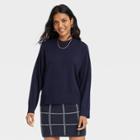 Women's Fine Gauge Crewneck Sweater - A New Day Navy Blue