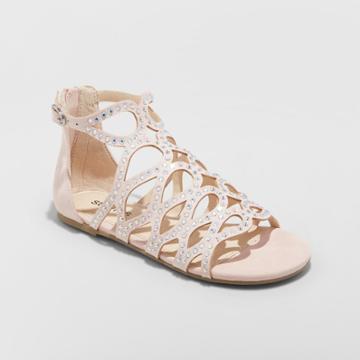 Girls' Sparkle Caged Gladiator Sandals - Stevies Blush