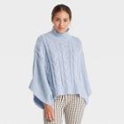Women's Knit Cable Poncho - A New Day Blue
