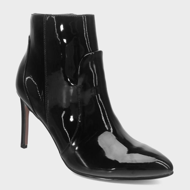 Women's Rebekah Patent Pointed Heeled Fashion Bootie - Who What Wear Black