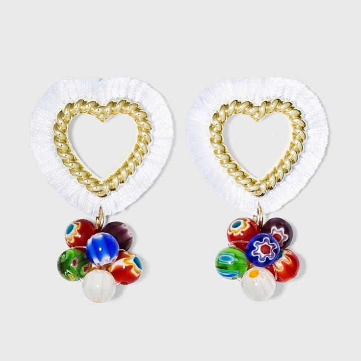 Sugarfix By Baublebar Fringe Heart Hoop Earrings With Beads