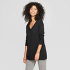 Women's V-neck Luxe Pullover Sweater - A New Day Black