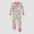 Burt's Bees Baby Baby Girls' Peek A Boo Bear Organic Cotton Footed Pajama - Pink