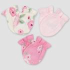 Gerber Baby Girls' 3pk Floral Mittens - Pink/off-white