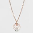 Wire Circles And Beads Long Necklace - A New Day Silver/rose Gold