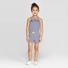Toddler Girls' Front Ruffle Romper - Cat & Jack Navy 18m, Girl's, Blue