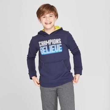 Boys' Champions Believe Graphic Tech Fleece Pullover Hoodie - C9 Champion Navy