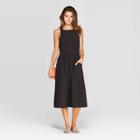 Women's Sleeveless Round Neck Cross Back Midi Dress - Universal Thread Black S, Women's,