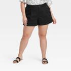 Women's Plus Size Pleat Front Shorts - A New Day Black