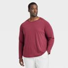 Men's Big & Tall Merino Wool Long Sleeve Athletic Top - All In Motion Heathered Red