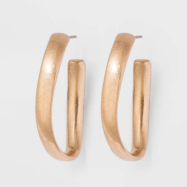 Twisted Oval Hoop Earrings - Universal Thread Gold