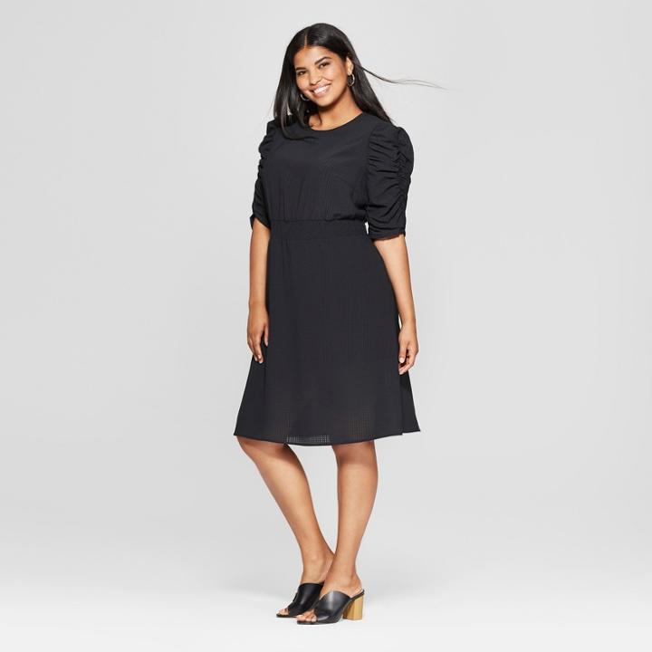 Women's Plus Size Smocked Waist Dress - Who What Wear Black 4x,