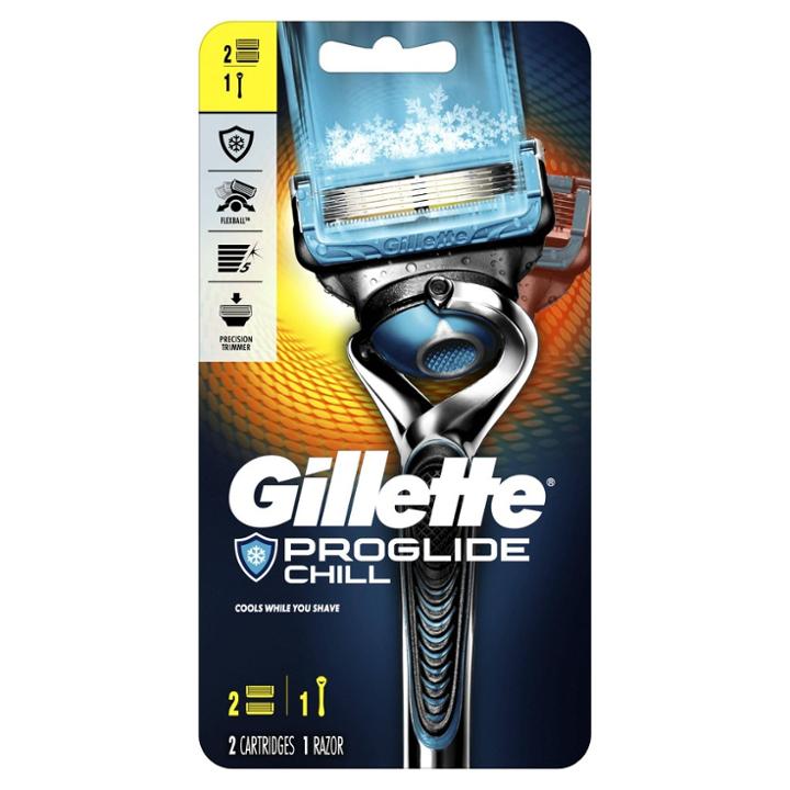 Gillette Proglide Chill Mens Razor + 2 Razor Blade Refills