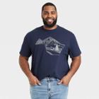Men's Big & Tall Printed Standard Fit Short Sleeve Crewneck T-shirt - Goodfellow & Co Navy/tree