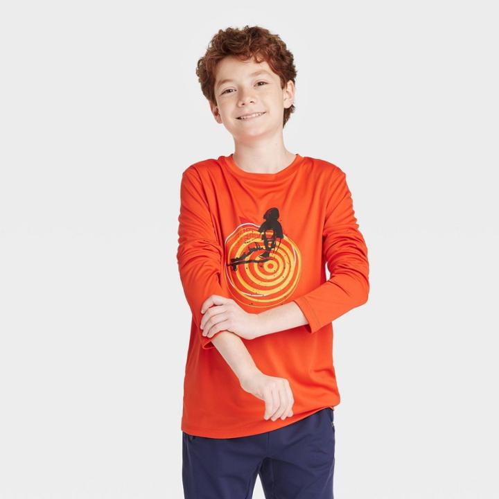 Boys' Long Sleeve Skateboard Graphic T-shirt - All In Motion Orange