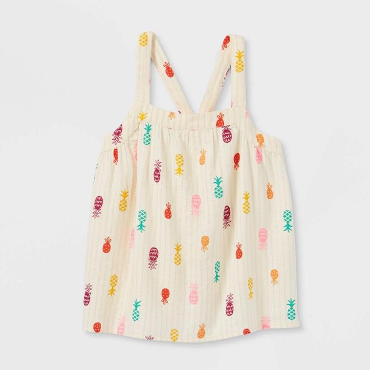 Girls' Pineapple Gauze Tank Top - Cat & Jack White