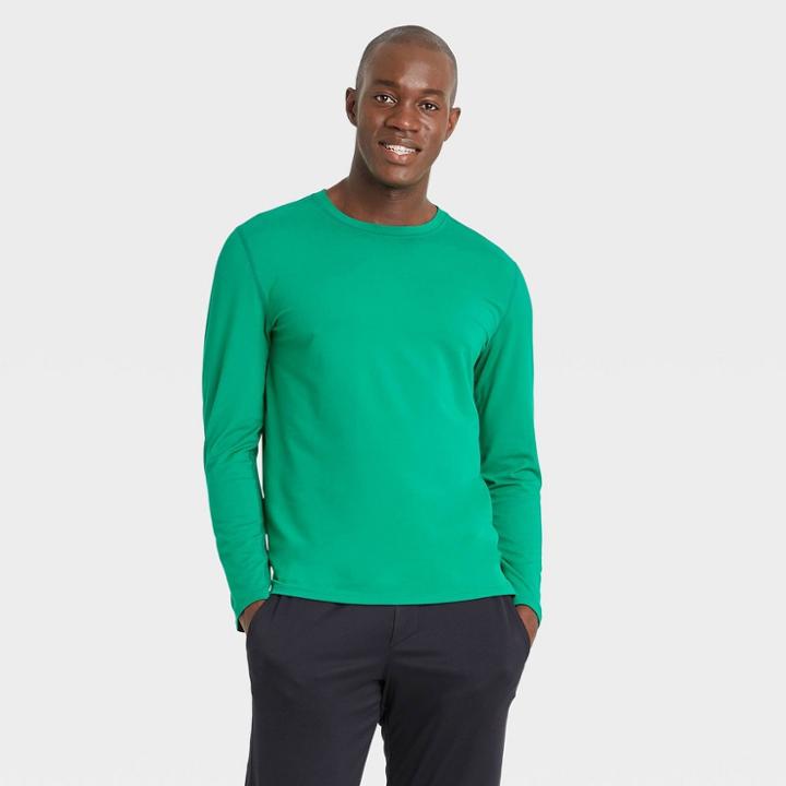 Men's Long Sleeve Performance T-shirt - All In Motion Green