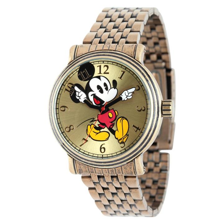 Men's Disney Mickey Mouse Antique Vintage Articulating Watch With Alloy Case - Gold,