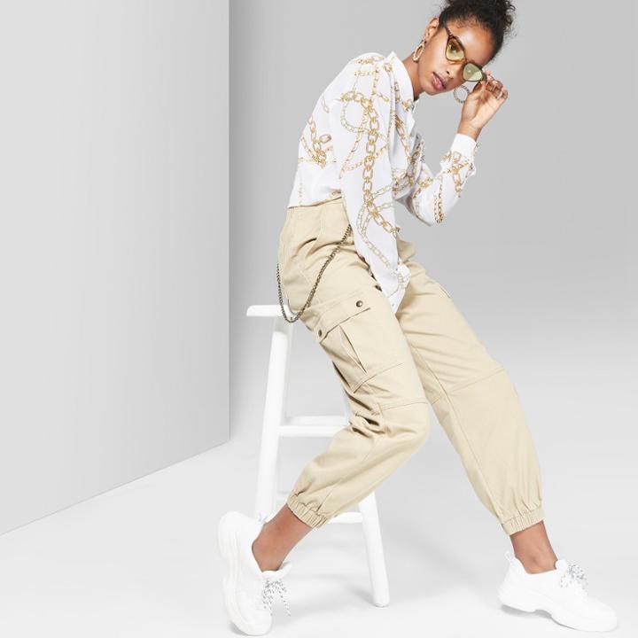 Women's Twill Utility Cargo Pants - Wild Fable Khaki
