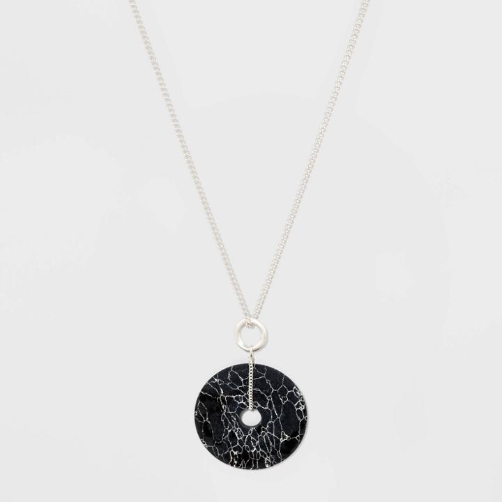 Semi Precious Zinc Casting And Brass Chain Pendant Necklace - Universal Thread Black, Women's