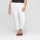 Women's Plus Size Raw Hem Skinny Jeans - Ava & Viv White
