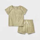 Grayson Collective Baby Terry Top & Shorts Set - Green Newborn