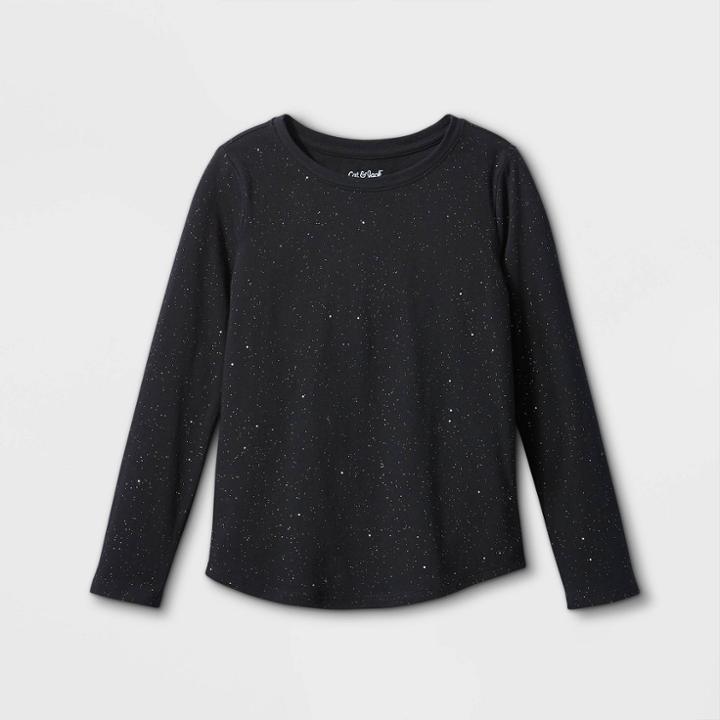 Girls' Sparkle Long Sleeve T-shirt - Cat & Jack Black