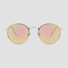 Men's Round Trend Square Sunglasses With Mirrored Lenses - Original Use Pink