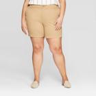 Women's Plus Size 7 Chino Shorts With Comfort Waistband - Ava & Viv Khaki (green)